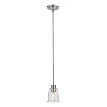 Z-Lite Bohin 1 Light Mini Pendant, Brushed Nickel And Clear Seedy 464MP-BN